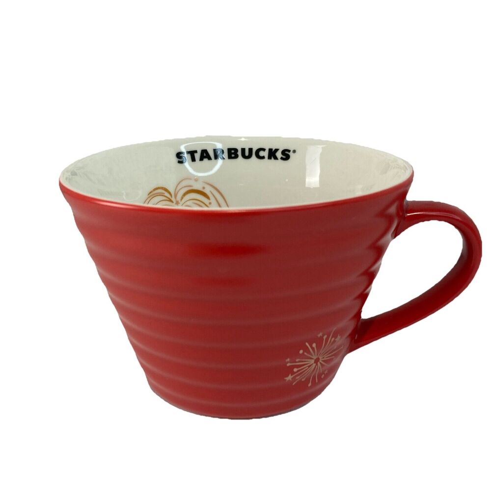 Starbucks 2014 Red Fireworks Sheep Holiday Christmas New Yr 12oz Coffee Cup Mug